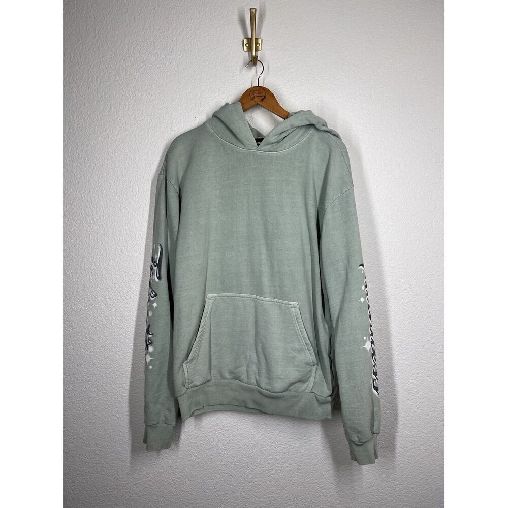 Talentless Airbrush Graffiti Logo Hoodie Medium Light Green